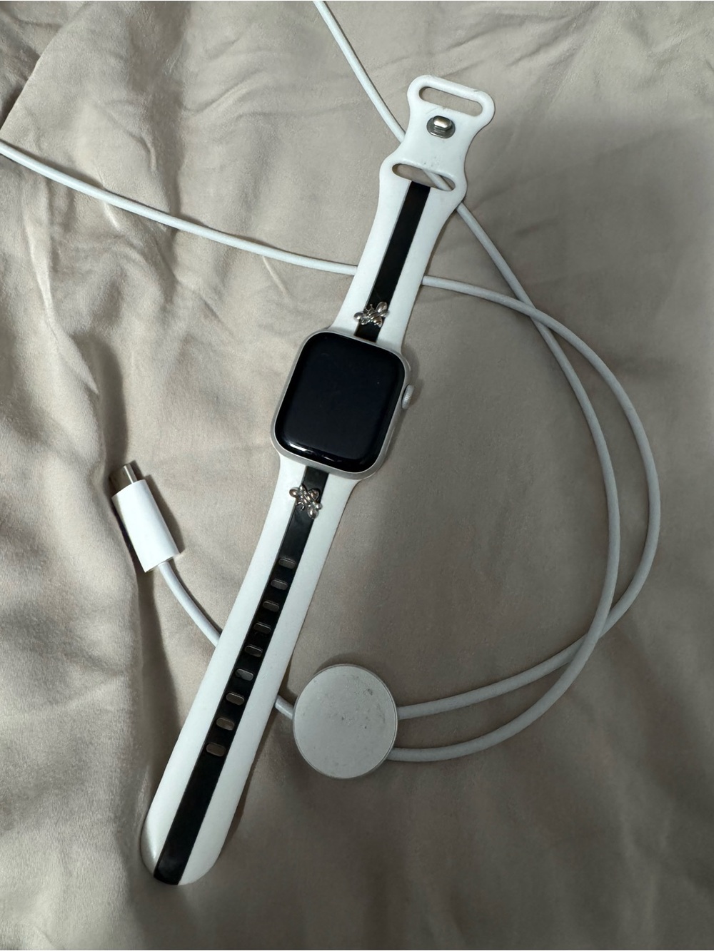 Apple Watch Series 8 with Black Accent band and Magnetic Charger